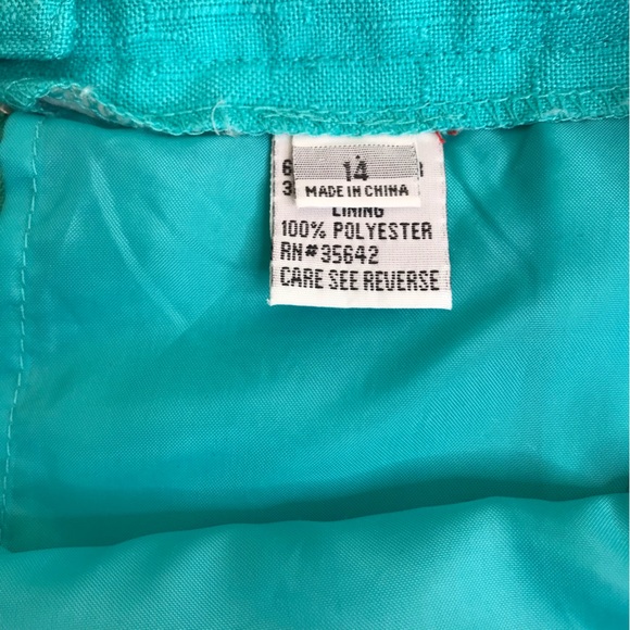 Vintage Adrianna Papell Teal Slub Fabric Skirt Back Zip Women Size 14 - Picture 9 of 10